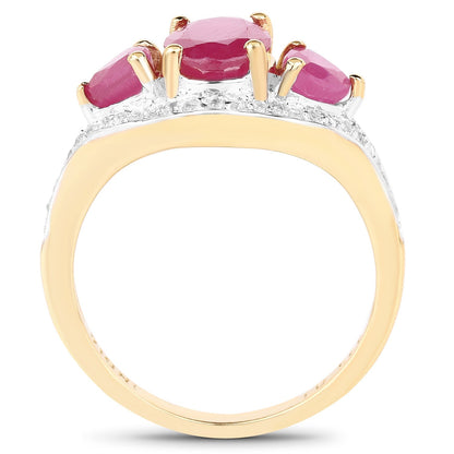 14K Yellow Gold Plated 2.49 Carat Genuine Glass Filled Ruby and White Topaz .925 Sterling Silver Ring Bids.com