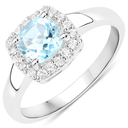 4.62 Carat Genuine Blue Topaz and White Topaz .925 Sterling Silver 3 Piece Jewelry Set (Ring, Earrings, and Pendant w/ Chain) Bids.com