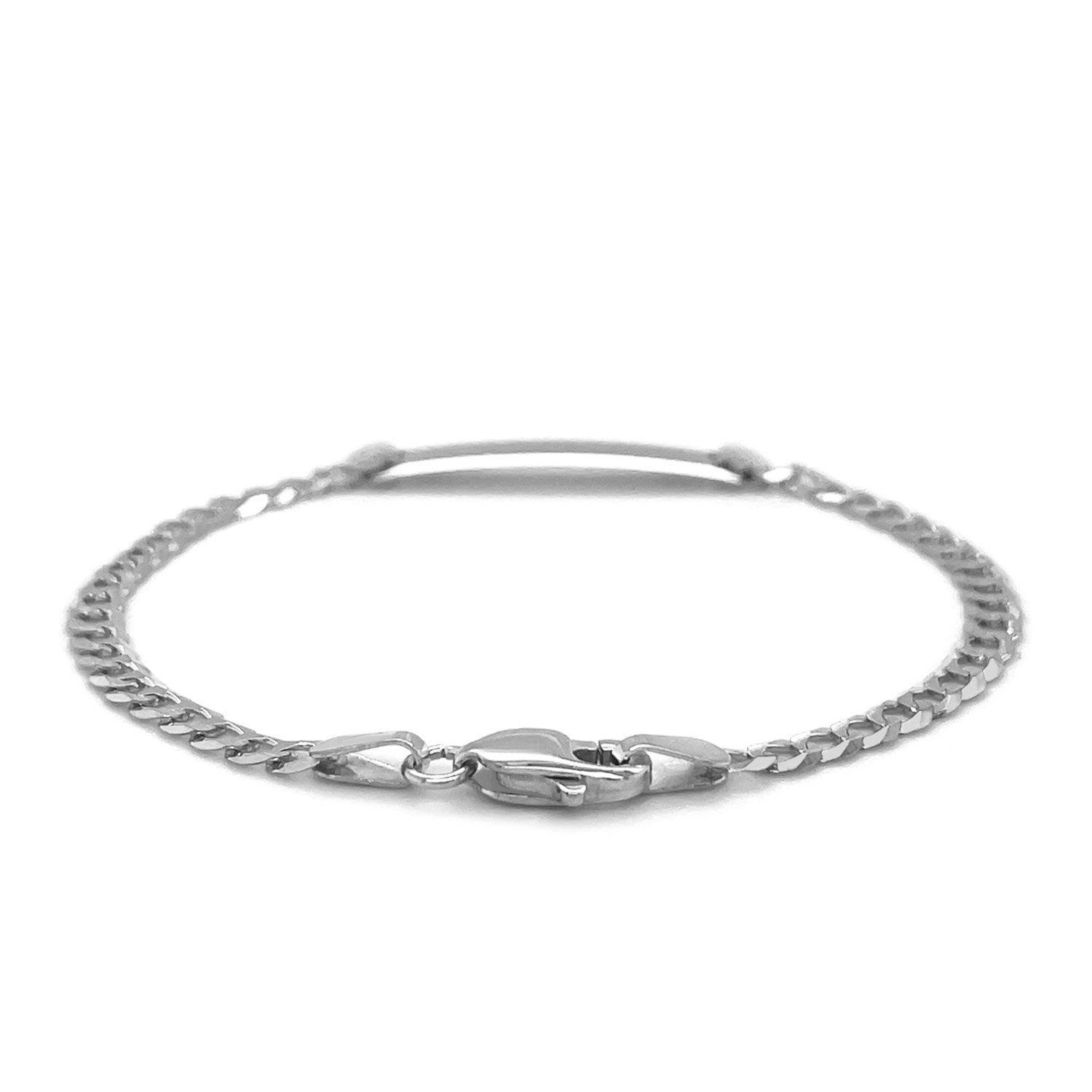 14k White Gold Curb Link Chain Polished Children's ID Bracelet Bids.com