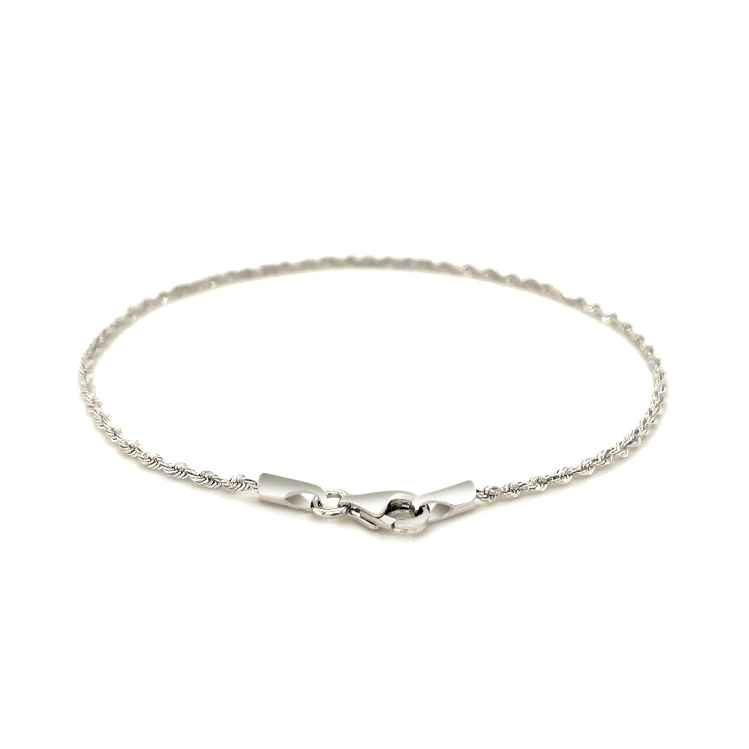 14k White Gold Solid Diamond Cut Rope Bracelet 1.5mm Bids.com