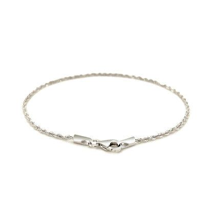 14k White Gold Solid Diamond Cut Rope Bracelet 1.5mm Bids.com