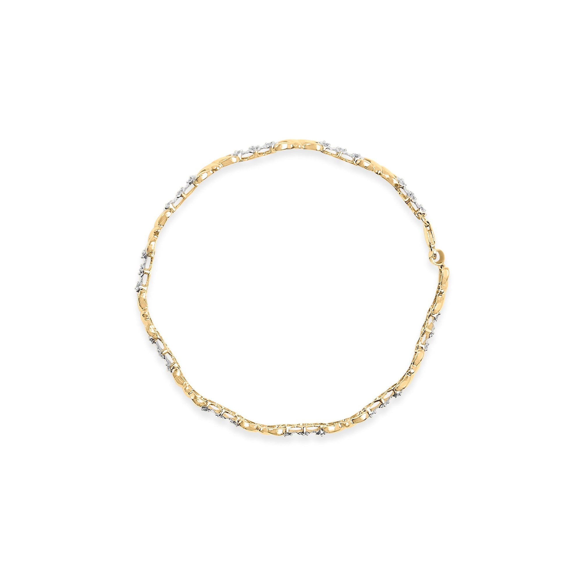10k Yellow Gold 1/3 Cttw Diamond 3 Stone and X-Link Bracelet (I-J Color, I1-I2 Clarity) - 7.50" Inches Bids.com
