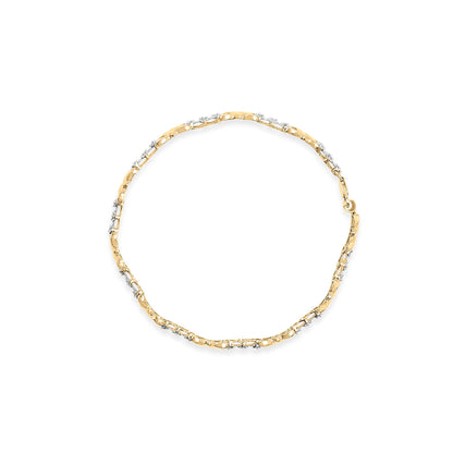 10k Yellow Gold 1/3 Cttw Diamond 3 Stone and X-Link Bracelet (I-J Color, I1-I2 Clarity) - 7.50" Inches Bids.com
