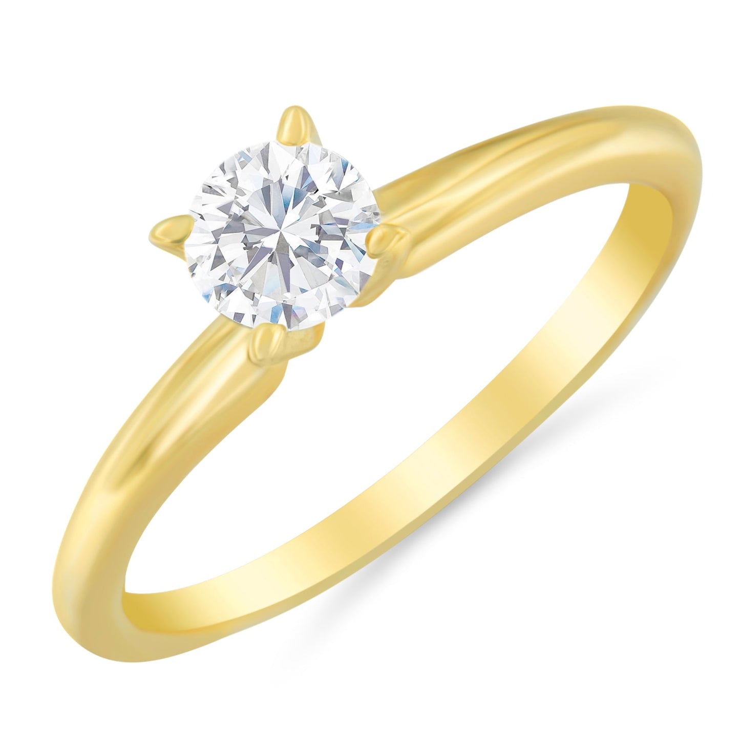 GIA Certified 14K Yellow Gold 1/2 Cttw Diamond Solitaire Engagement Ring (H Color, SI1 Clarity) - Size 6 Bids.com