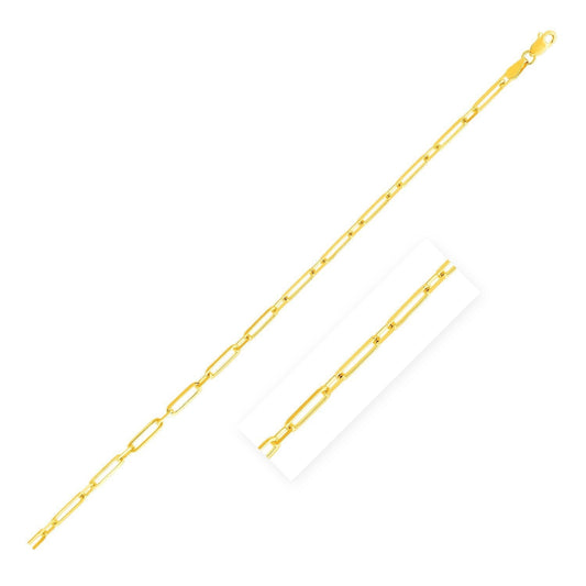 14k Yellow Gold Alternating Paperclip Anklet (2.8mm) Bids.com