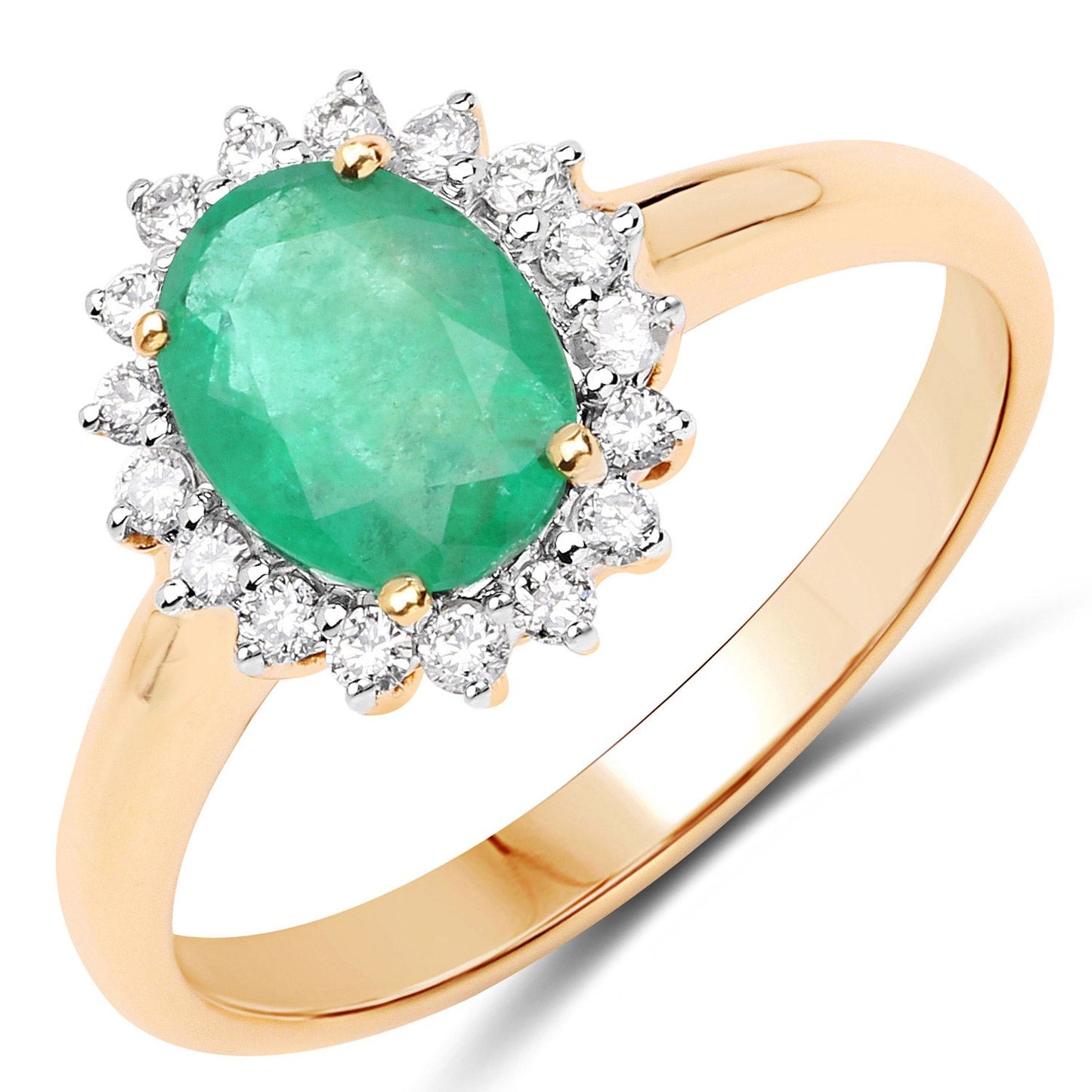 1.39 Carat Genuine Zambian Emerald and White Diamond 10K Yellow Gold Ring Bids.com