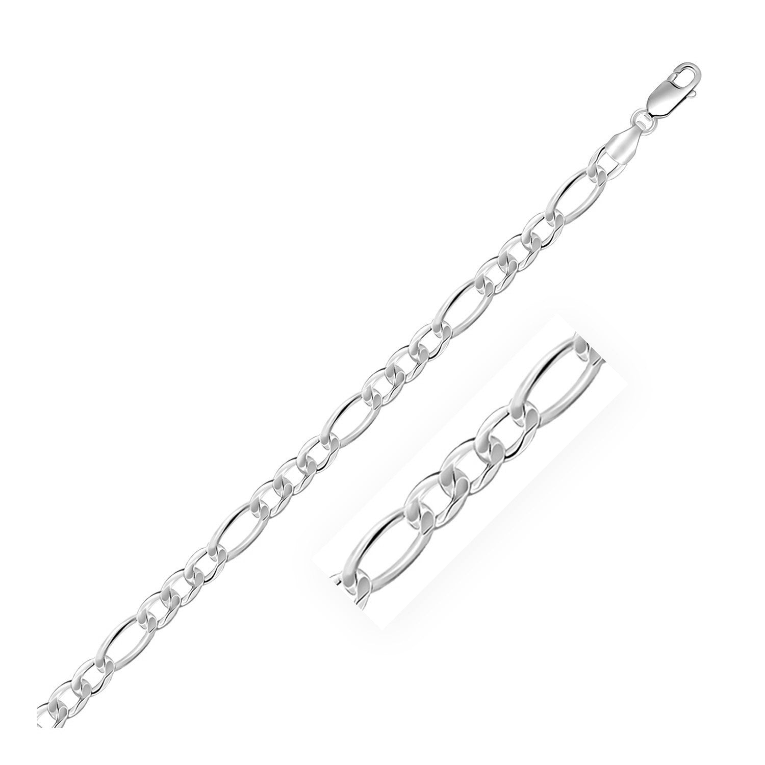 Rhodium Plated 5.5mm Sterling Silver Figaro Style Chain Bids.com
