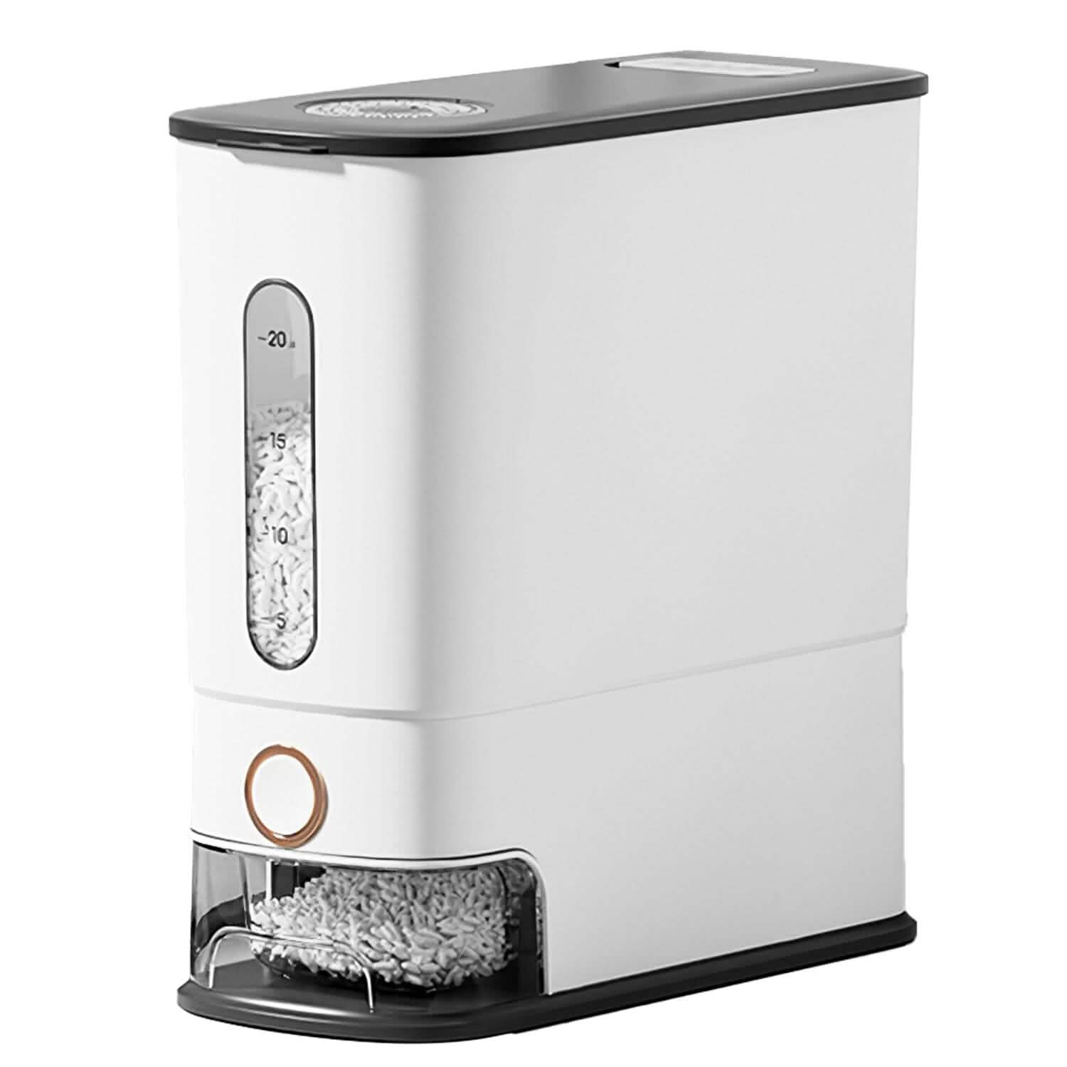 25LBS Vertical Rice Dispenser With Dustproof Lid Large Capacity Grain Storage Container With Measuring Cup Built-In DailySale