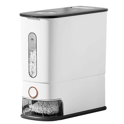 25LBS Vertical Rice Dispenser With Dustproof Lid Large Capacity Grain Storage Container With Measuring Cup Built-In DailySale
