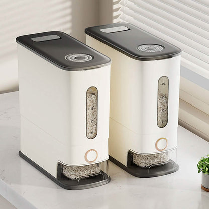 25LBS Vertical Rice Dispenser With Dustproof Lid Large Capacity Grain Storage Container With Measuring Cup Built-In DailySale
