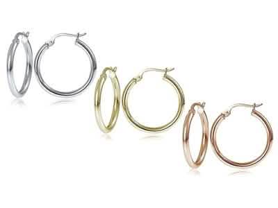 25mm Classic French Lock Hoops in Solid Sterling Silver DailySale