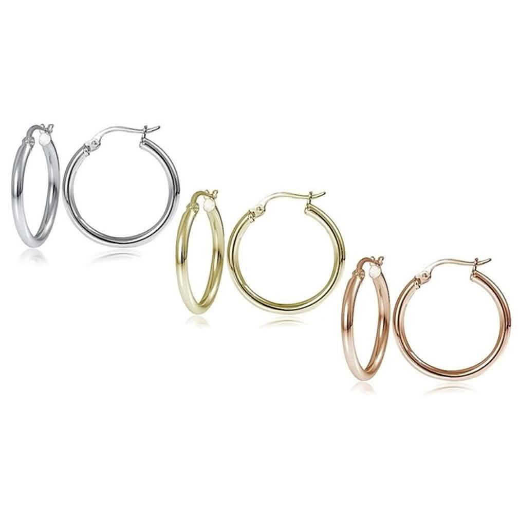 25mm Classic French Lock Hoops in Solid Sterling Silver DailySale