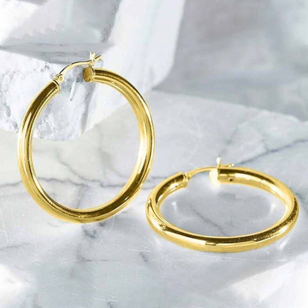 25mm Classic French Lock Hoops in Solid Sterling Silver DailySale