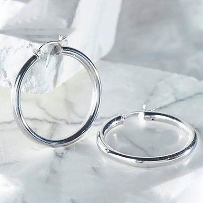 25mm Classic French Lock Hoops in Solid Sterling Silver DailySale
