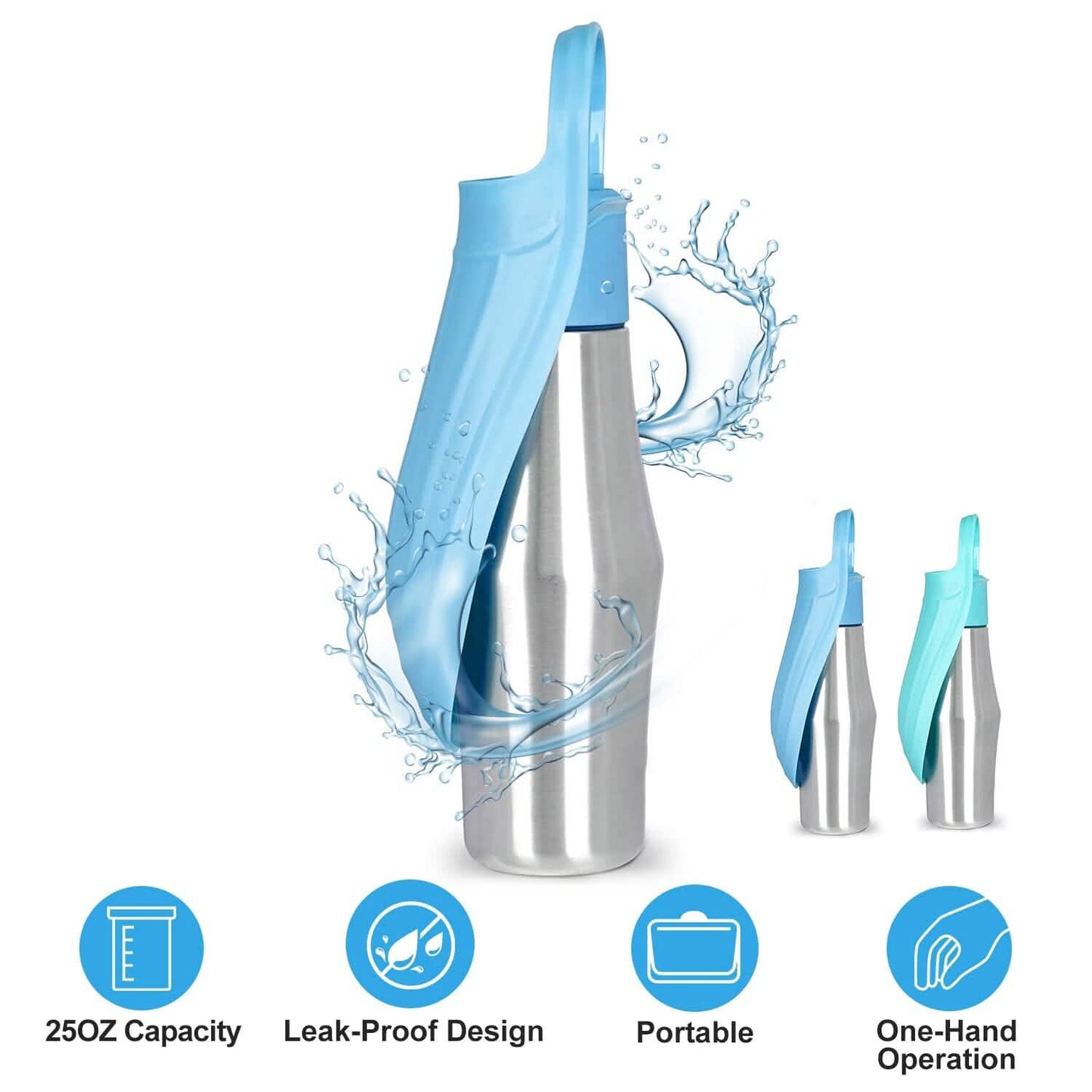 25oz Portable Dog Stainless Steel Water Dispenser Leak Proof Design DailySale