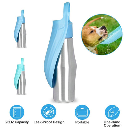 25oz Portable Dog Stainless Steel Water Dispenser Leak Proof Design DailySale