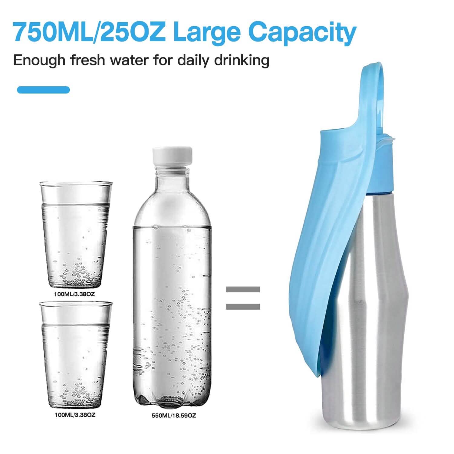 25oz Portable Dog Stainless Steel Water Dispenser Leak Proof Design DailySale
