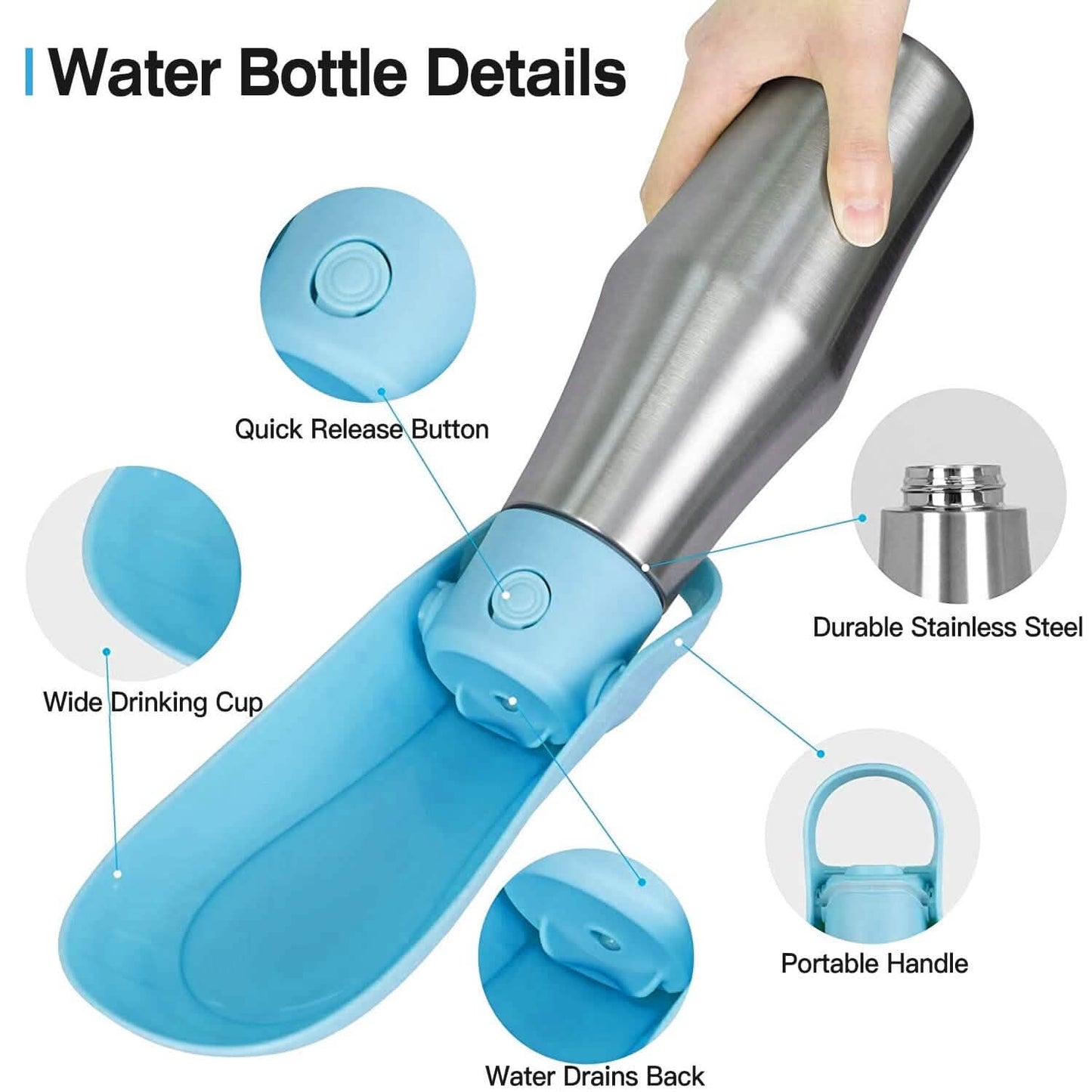 25oz Portable Dog Stainless Steel Water Dispenser Leak Proof Design DailySale