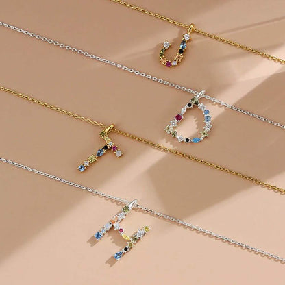 26 Alphabet Necklaces Opal Zirconia 925 Sterling Silver Necklace DailySale