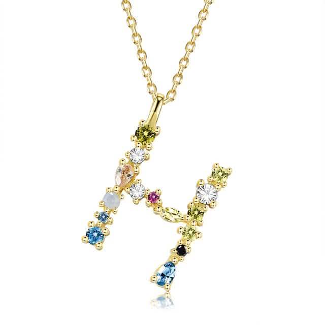 26 Alphabet Necklaces Opal Zirconia 925 Sterling Silver Necklace DailySale