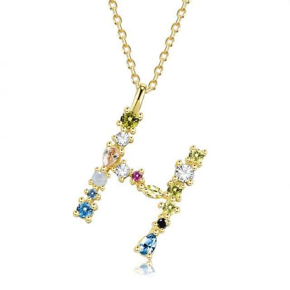 26 Alphabet Necklaces Opal Zirconia 925 Sterling Silver Necklace DailySale
