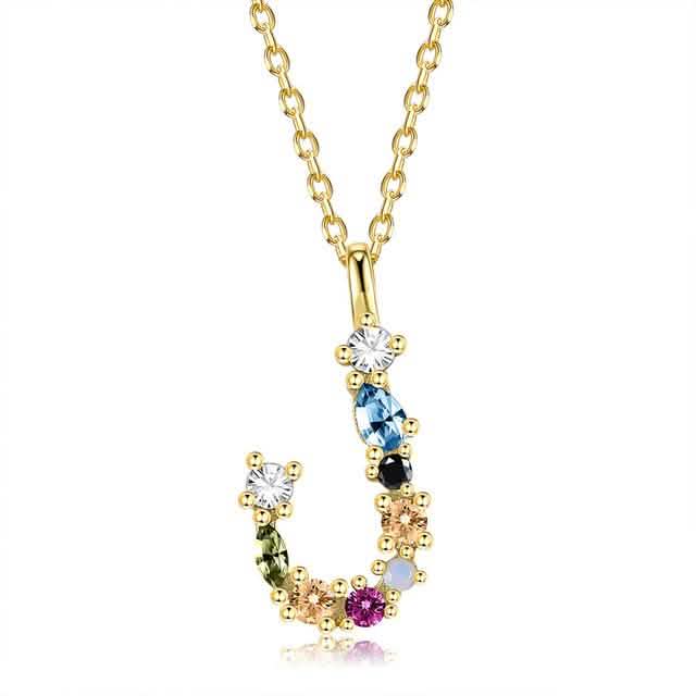 26 Alphabet Necklaces Opal Zirconia 925 Sterling Silver Necklace DailySale