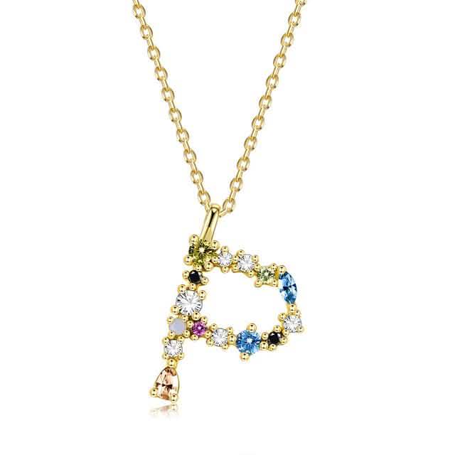 26 Alphabet Necklaces Opal Zirconia 925 Sterling Silver Necklace DailySale