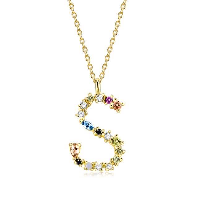 26 Alphabet Necklaces Opal Zirconia 925 Sterling Silver Necklace DailySale