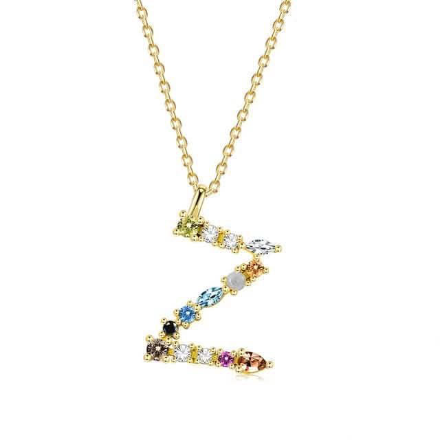 26 Alphabet Necklaces Opal Zirconia 925 Sterling Silver Necklace DailySale
