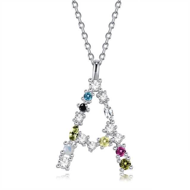 26 Alphabet Necklaces Opal Zirconia 925 Sterling Silver Necklace DailySale