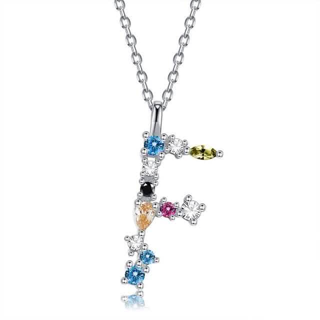 26 Alphabet Necklaces Opal Zirconia 925 Sterling Silver Necklace DailySale