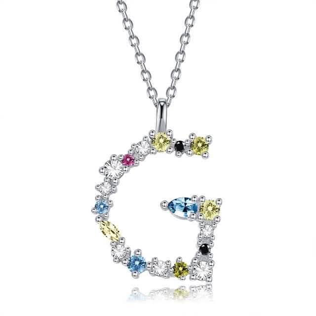 26 Alphabet Necklaces Opal Zirconia 925 Sterling Silver Necklace DailySale