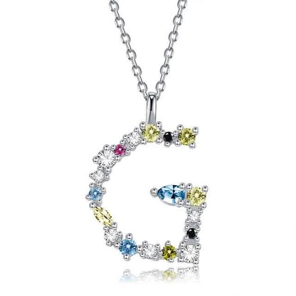 26 Alphabet Necklaces Opal Zirconia 925 Sterling Silver Necklace DailySale