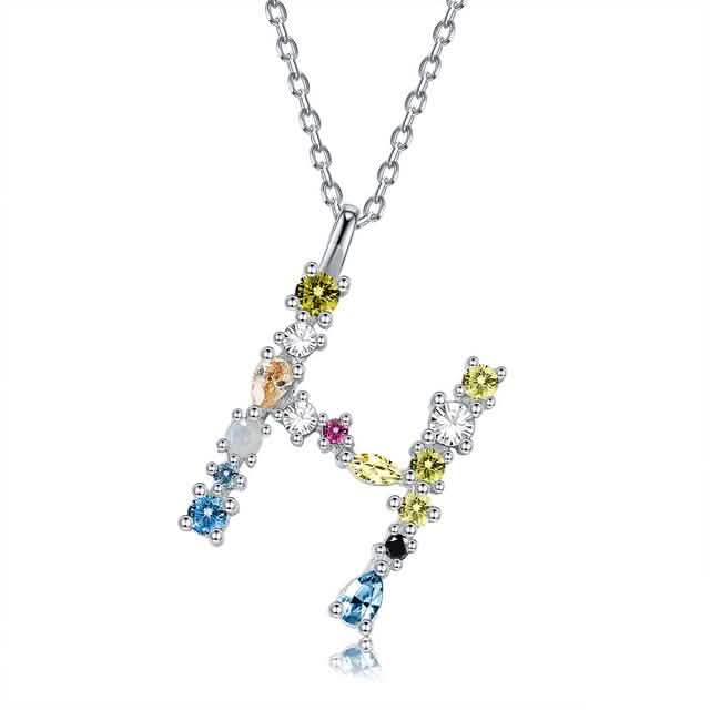 26 Alphabet Necklaces Opal Zirconia 925 Sterling Silver Necklace DailySale