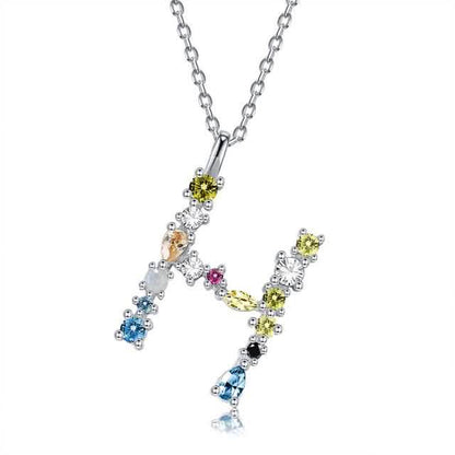 26 Alphabet Necklaces Opal Zirconia 925 Sterling Silver Necklace DailySale