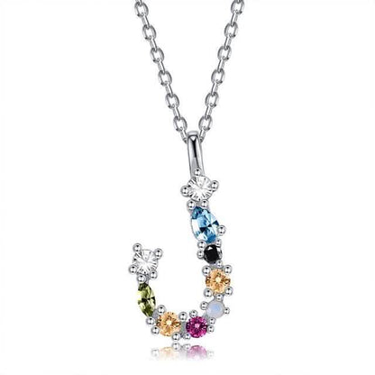 26 Alphabet Necklaces Opal Zirconia 925 Sterling Silver Necklace DailySale