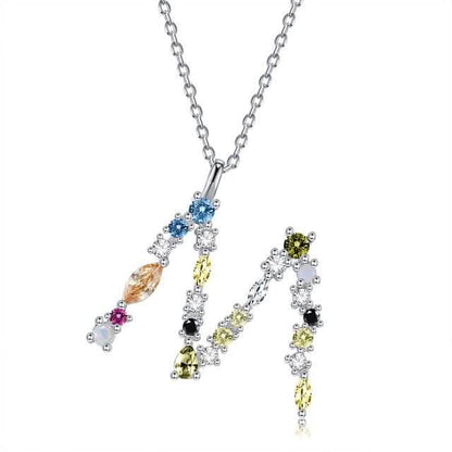 26 Alphabet Necklaces Opal Zirconia 925 Sterling Silver Necklace DailySale