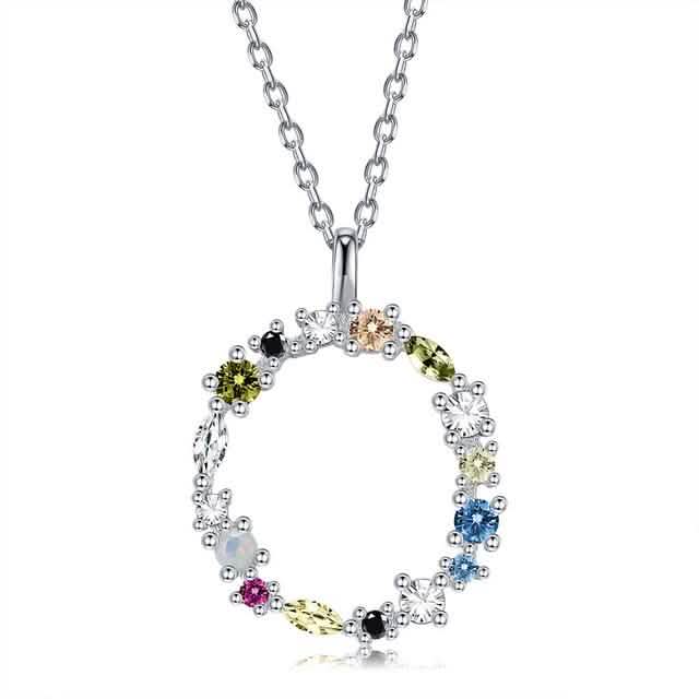 26 Alphabet Necklaces Opal Zirconia 925 Sterling Silver Necklace DailySale