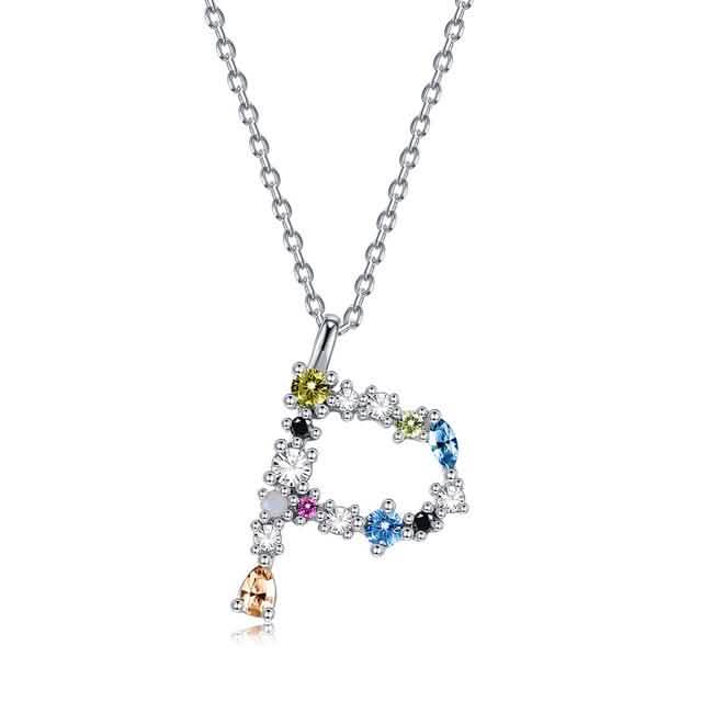 26 Alphabet Necklaces Opal Zirconia 925 Sterling Silver Necklace DailySale