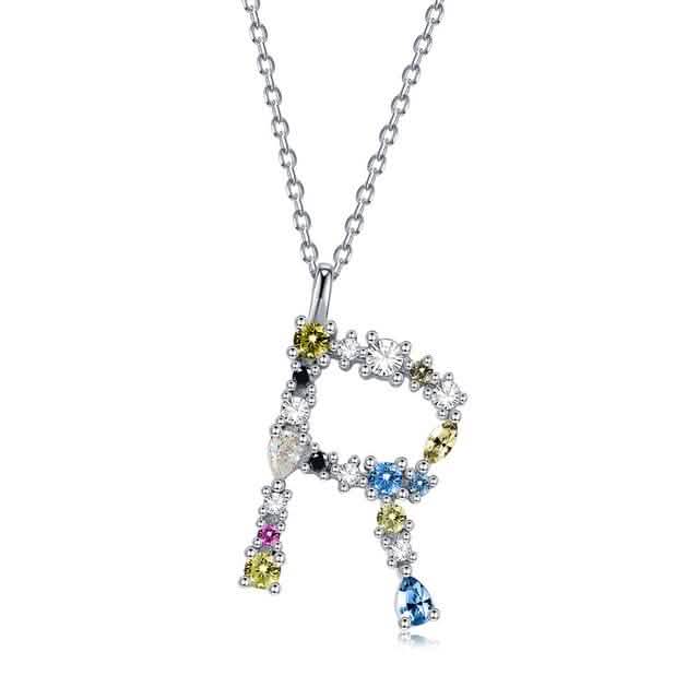26 Alphabet Necklaces Opal Zirconia 925 Sterling Silver Necklace DailySale