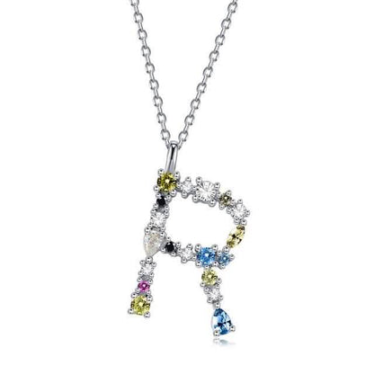 26 Alphabet Necklaces Opal Zirconia 925 Sterling Silver Necklace DailySale