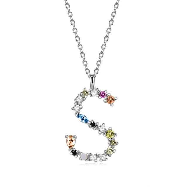 26 Alphabet Necklaces Opal Zirconia 925 Sterling Silver Necklace DailySale