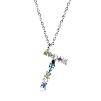 26 Alphabet Necklaces Opal Zirconia 925 Sterling Silver Necklace DailySale