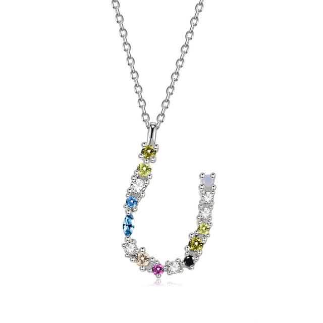 26 Alphabet Necklaces Opal Zirconia 925 Sterling Silver Necklace DailySale