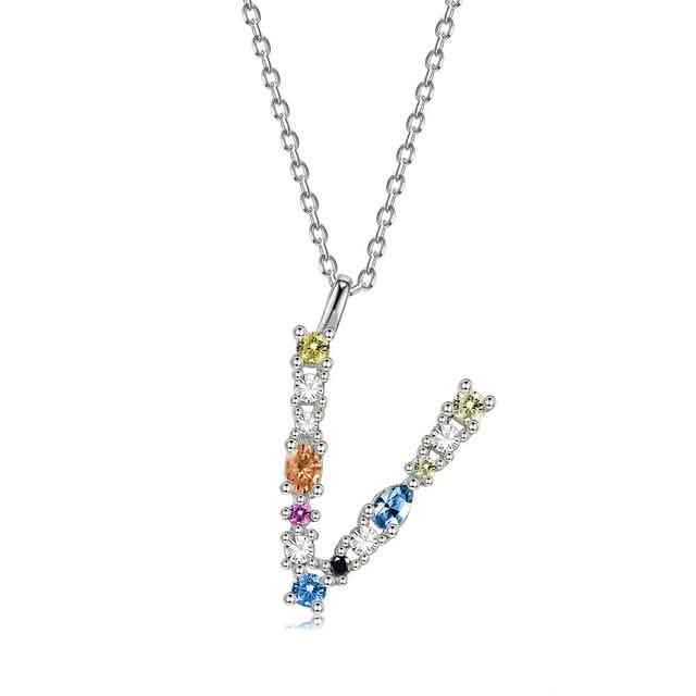 26 Alphabet Necklaces Opal Zirconia 925 Sterling Silver Necklace DailySale