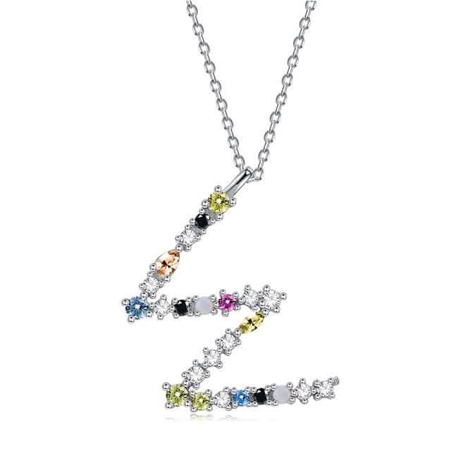 26 Alphabet Necklaces Opal Zirconia 925 Sterling Silver Necklace DailySale