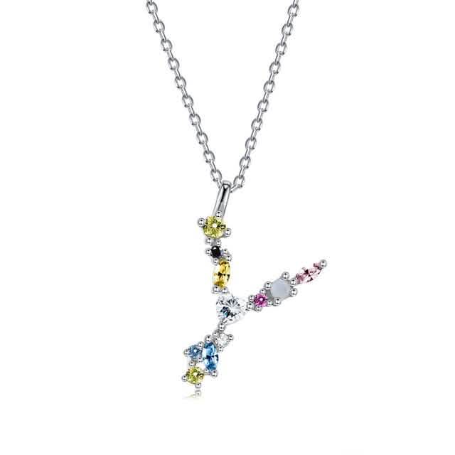 26 Alphabet Necklaces Opal Zirconia 925 Sterling Silver Necklace DailySale