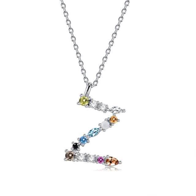 26 Alphabet Necklaces Opal Zirconia 925 Sterling Silver Necklace DailySale