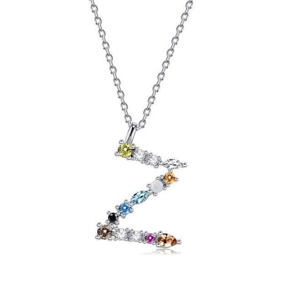26 Alphabet Necklaces Opal Zirconia 925 Sterling Silver Necklace DailySale