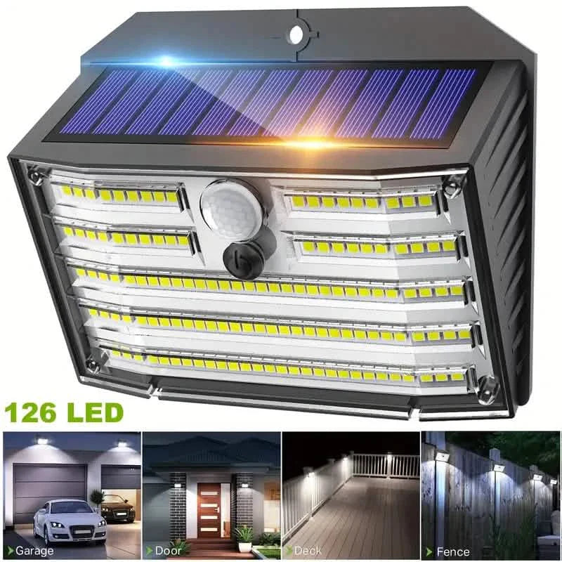 126 LED Solar Outdoor Lights Cold White Motion Sensor 270° Wide Angle Lighting Security Solar Powered Flood Lights DailySale